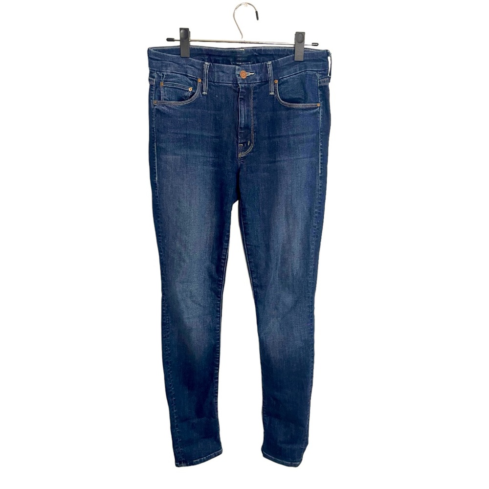 MOTHER Slim Skinny Jeans in Dark Blue Denim The Looker